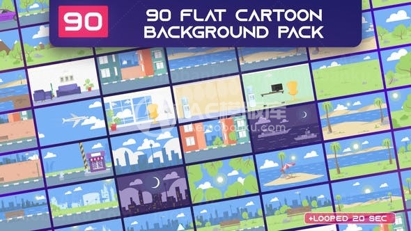 卡通风格背景包宣传AE模板