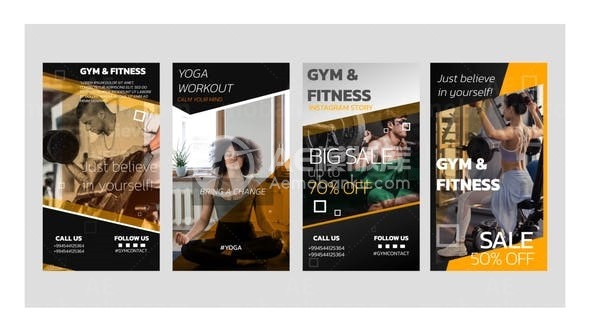 手机端健身房宣传推广促销AE模板
