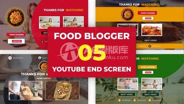 美食频道尾幕视频展示AE模板