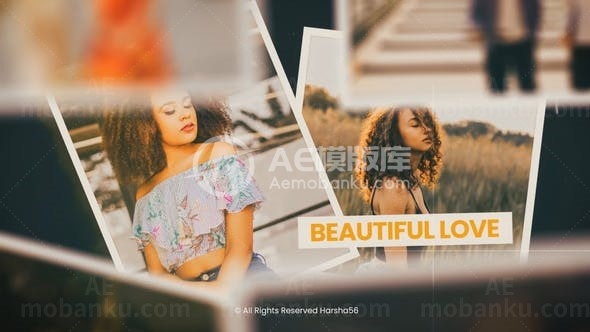 金色浪漫照片幻灯片展示AE模板