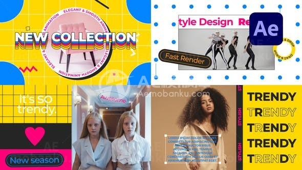 复古风格时尚活力视频展示片头AE模板