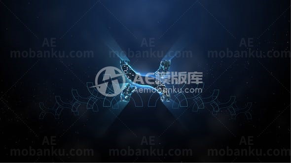 未来风格闪亮像素块组合揭示标志展示AE模板