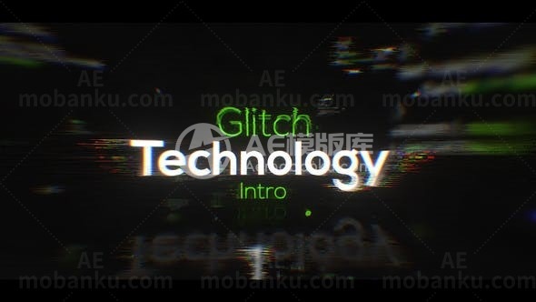 故障扭曲毛刺效果动感标题标志AE模板