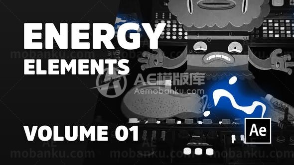 能量特效元素叠加复古像素动作游戏画面AE模板