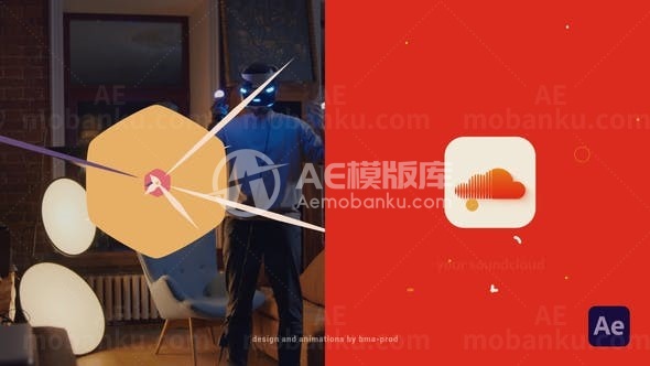 简单快速二维元素片头标志揭示AE模板