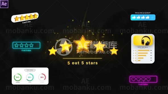 点赞动画元素集合展示AE模板