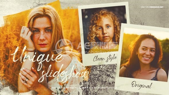 动态笔刷擦除切换效果幻灯片AE模板