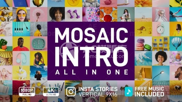 快速节奏照片墙画廊效果片头AE模板