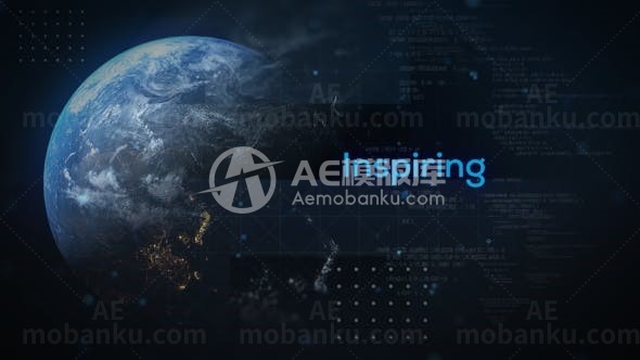 科技网络地球商业版图片头AE模板