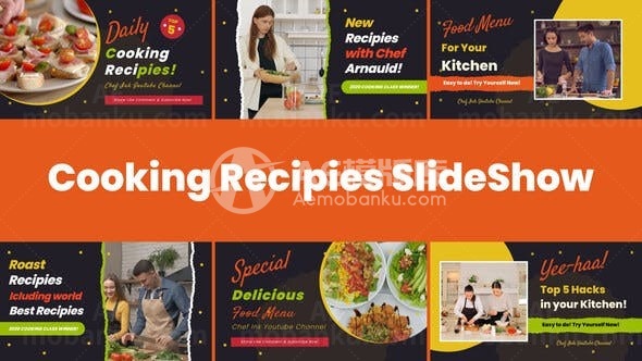 烹饪食谱美食推荐宣传幻灯片AE模板