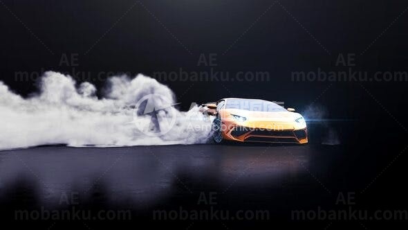 赛车漂移尘烟标志展示AE模板