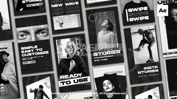 手机端黑白风格产品促销视频包AE模板