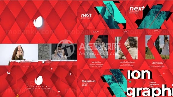 动感节奏时尚套装展示视频包AE模板