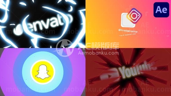 彩色活力标志包展示推广AE模板