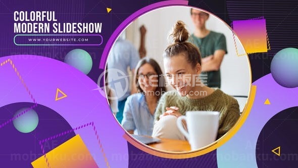 彩色现代风格动感幻灯片展示AE模板