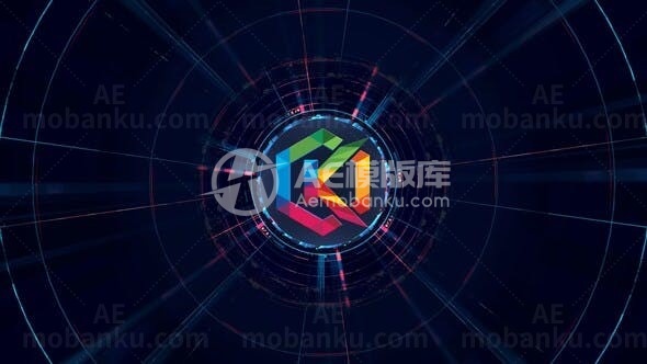 三维旋转幻彩表盘标志展示AE模板