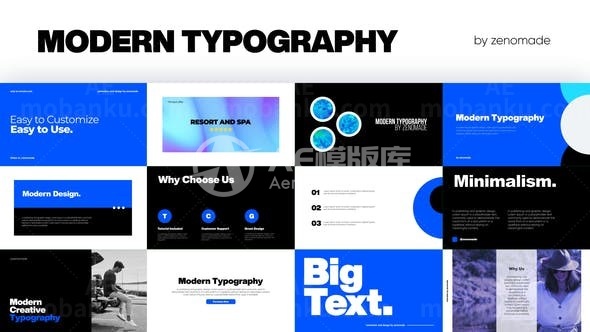 现代风格印刷效果文字版式包AE模板