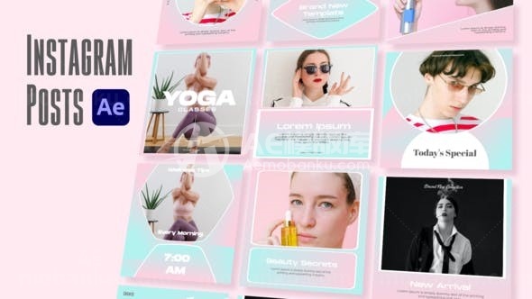 方形橱窗时尚品牌宣传展示AE模板