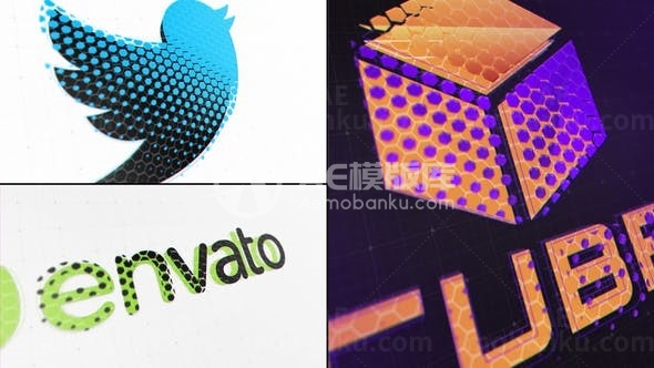 三维立体蜂巢闪光过滤标志展示包AE模板