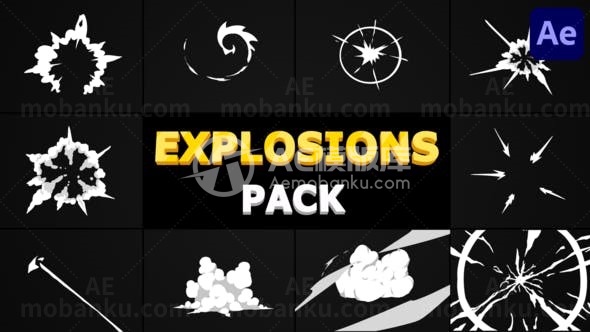 卡通爆炸特效叠加动态视频AE模板