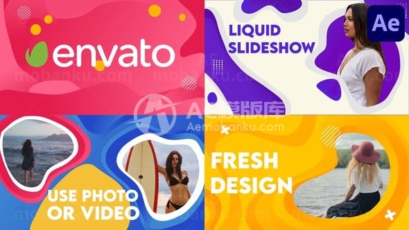 流体彩色流畅切换幻灯片AE模板