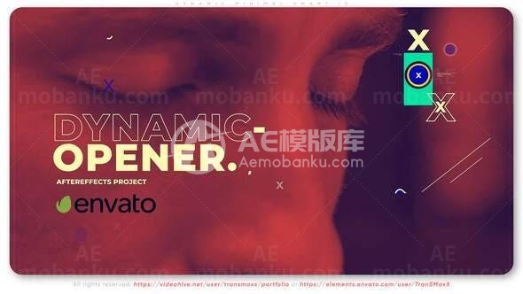 动态彩色几何图形叠加片头展示AE模板