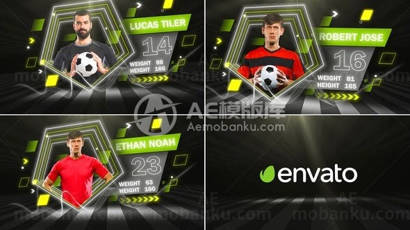 踏脚节奏足球队球员介绍AE模板