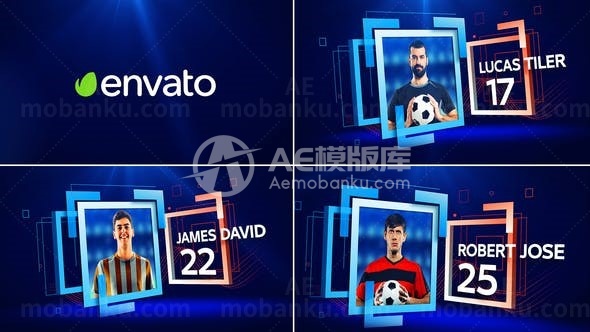 足球运动队队员宣传展示介绍AE模板