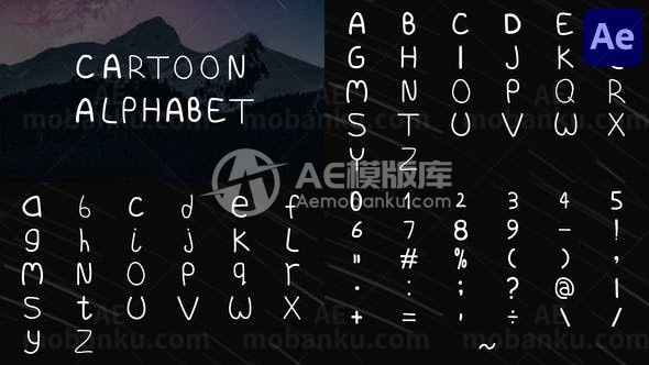 卡通风格抖动效果字母数字符号展示AE模板
