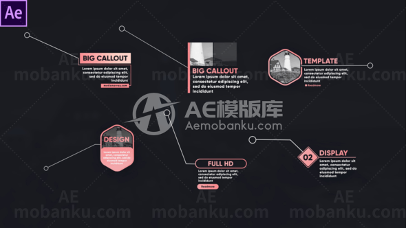 智能多彩呼出线文字标题AE模板