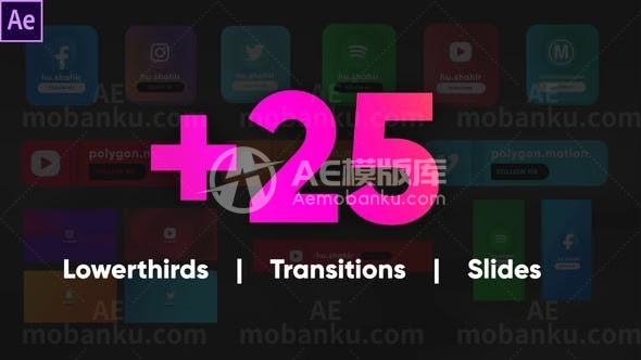 社交媒体动感图形标题字幕包AE模板