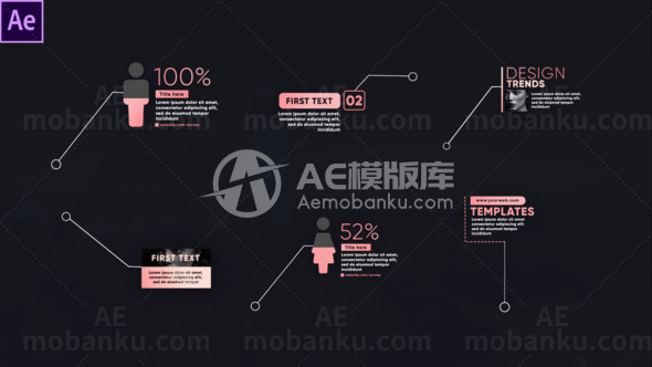 粉色呼出线图形文字标题展示AE模板