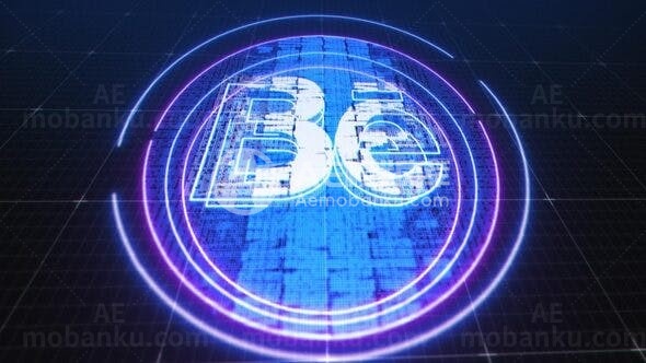 简约多彩霓虹轮廓线标志展示AE模板