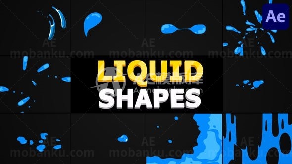 流体形状快速闪动飞溅效果叠加视频AE模板