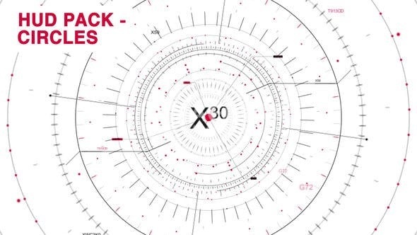 同心圆圈线界面元素展示AE模板