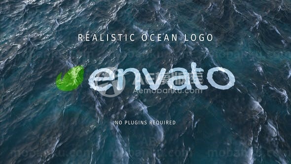 逼真海面海浪中漂浮揭示标志AE模板