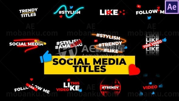 动态图形叠加文字标题AE模板