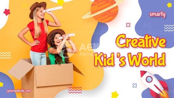 卡通风格幼儿园孩童校园宣传AE模板