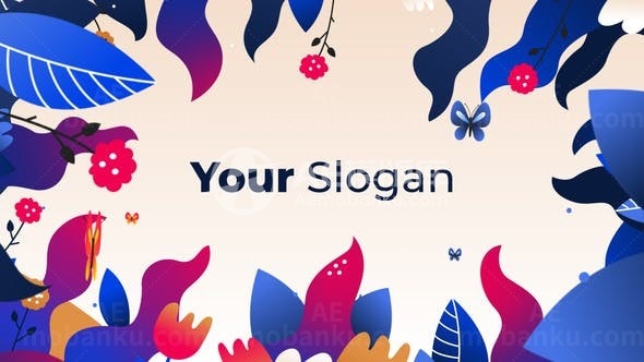 卡通风格自然彩色标志展示AE模板