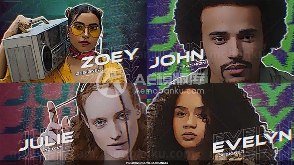 定格效果现代风格故障闪烁片头AE模板