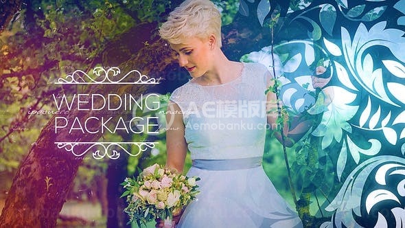 黑白背景风格婚礼照片展示包AE模板