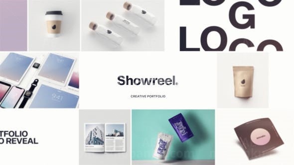 瀑布流画廊图片揭示标志展示AE模板