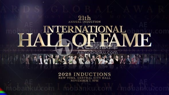 名人堂画廊风格颁奖包展示AE模板