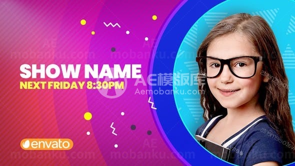 儿童广播电视栏目包装展示AE模板