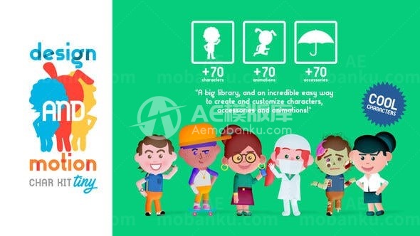 卡通小人动画设计包展示AE模板