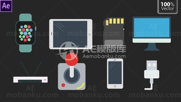 科技动画平面图标动态展示AE模板