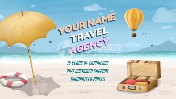卡通风格旅行社宣传展示AE模板