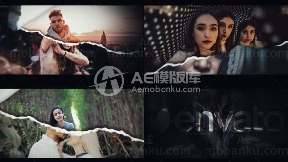 动态超快速撕裂画面切换揭示标志片头AE模板