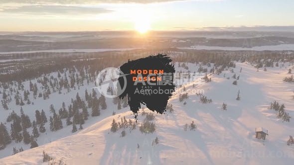 水墨擦除效果背景字幕图片切换包AE模板