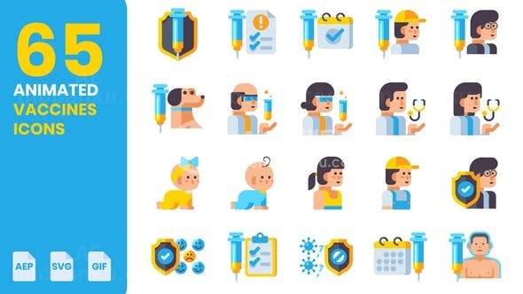 平面图形动画疫苗图标展示AE模板